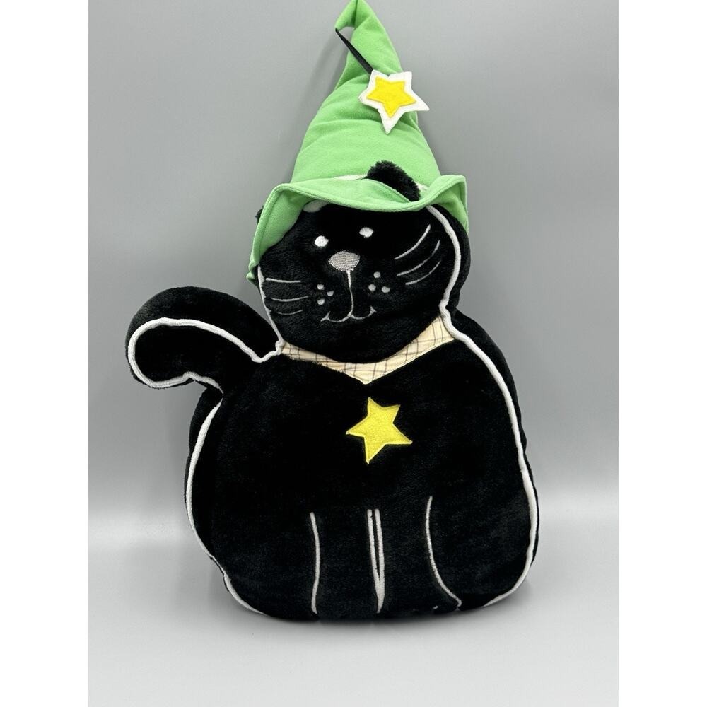 Vintage Wizard Black Cat Totally Ghoul Plush Pillow 16" Stuffed Animal No Tag